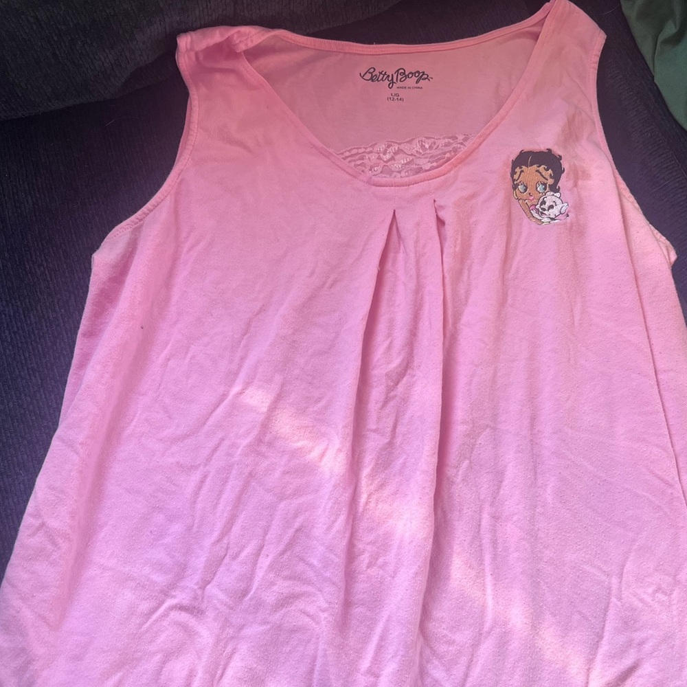 2015 Betty Boop Pink Sleeveless Pajama Top